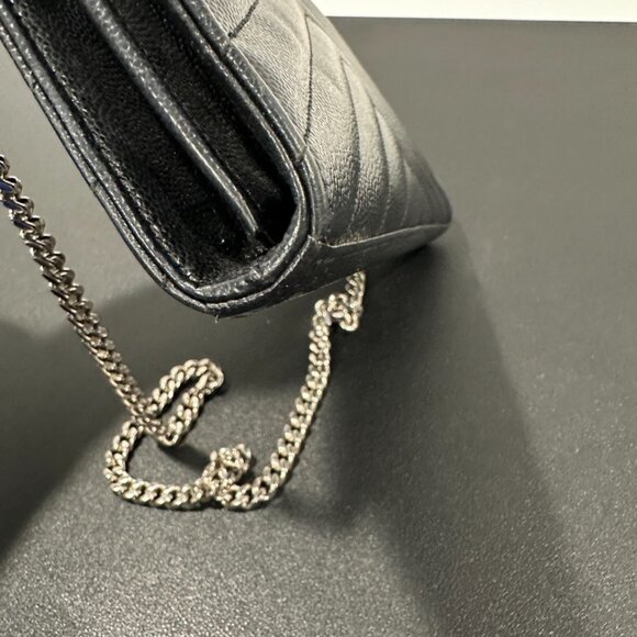 YSL Cassandre Chain Wallet in Grain de Poudre Black Leather (JB1416) - Picture 4 of 10